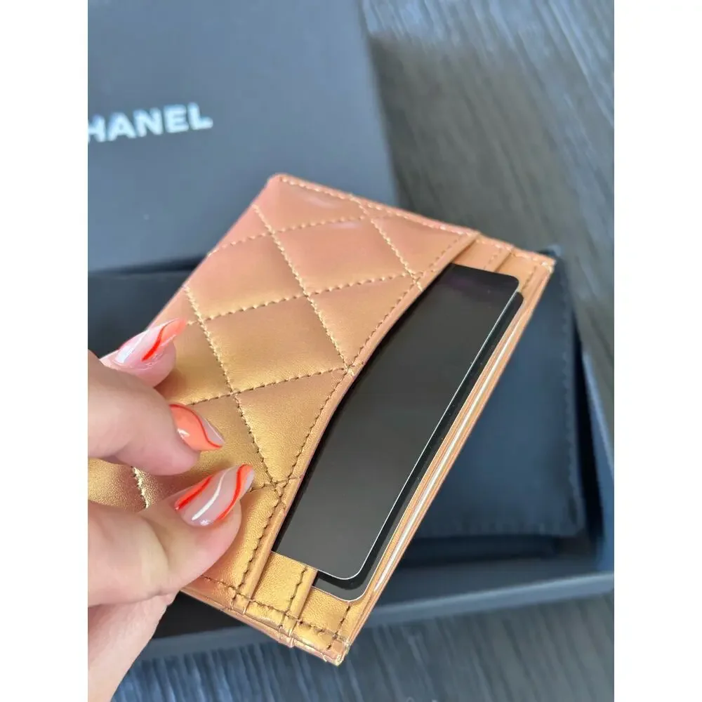 Chanel NWT gold  metalic cardholder wallet